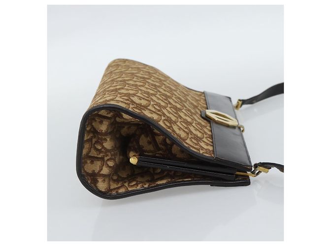 Borsa a tracolla Christian Dior Trotter Canvas Beige Oro Auth 190611 D'oro - vista 4