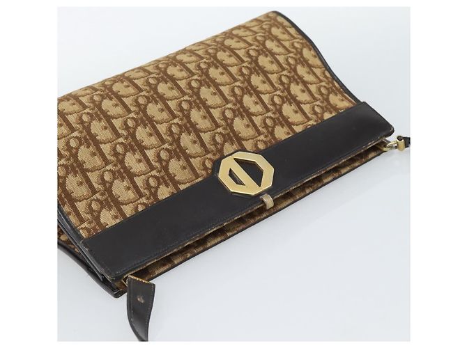 Borsa a tracolla Christian Dior Trotter Canvas Beige Oro Auth 190611 D'oro - vista 6