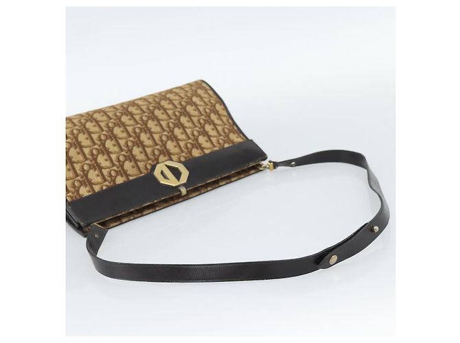 Borsa a tracolla Christian Dior Trotter Canvas Beige Oro Auth 190611 D'oro - vista 7