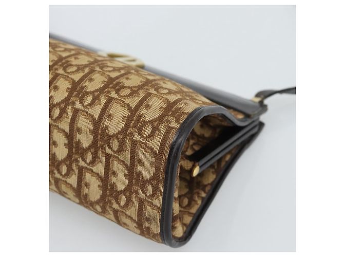 Borsa a tracolla Christian Dior Trotter Canvas Beige Oro Auth 190611 D'oro - vista 8