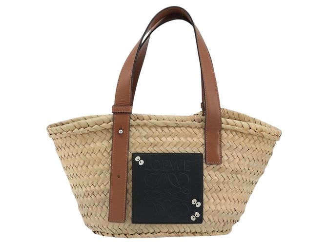 LOEWE Ghibli Soot Sprites Basket Small Bag Raffia Beige Argento Auth BA13934SM - vista 13