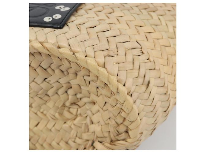 LOEWE Ghibli Soot Sprites Basket Small Bag Raffia Beige Argento Auth BA13934SM - vista 15