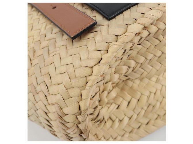 LOEWE Ghibli Soot Sprites Basket Small Bag Raffia Beige Argento Auth BA13934SM - vista 16
