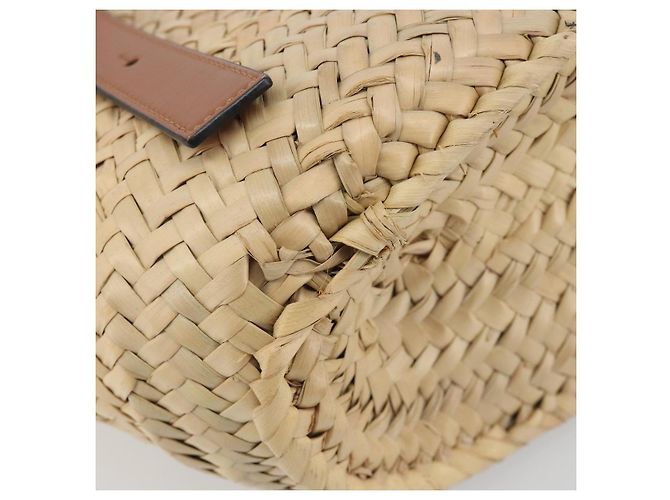 LOEWE Ghibli Soot Sprites Basket Small Bag Raffia Beige Argento Auth BA13934SM - vista 18