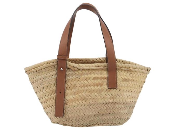 LOEWE Ghibli Soot Sprites Basket Small Bag Raffia Beige Argento Auth BA13934SM - vista 2
