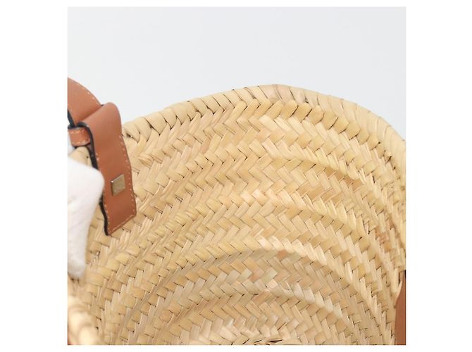 LOEWE Ghibli Soot Sprites Basket Small Bag Raffia Beige Argento Auth BA13934SM - vista 22