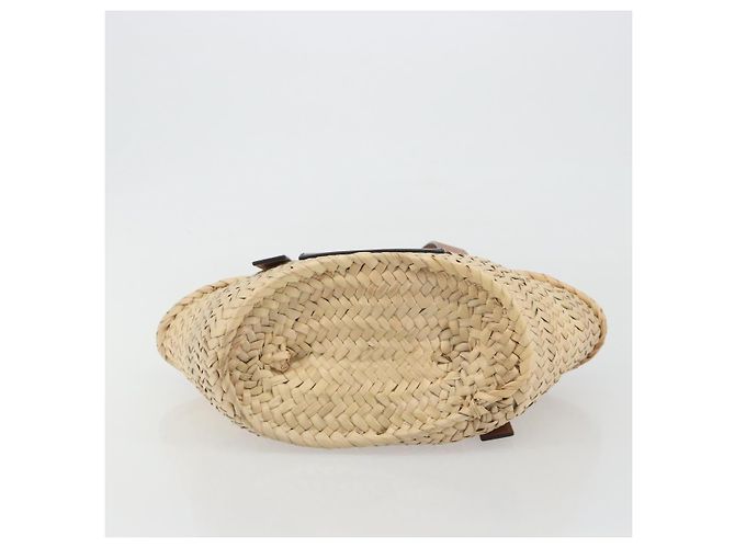 LOEWE Ghibli Soot Sprites Basket Small Bag Raffia Beige Argento Auth BA13934SM - vista 5