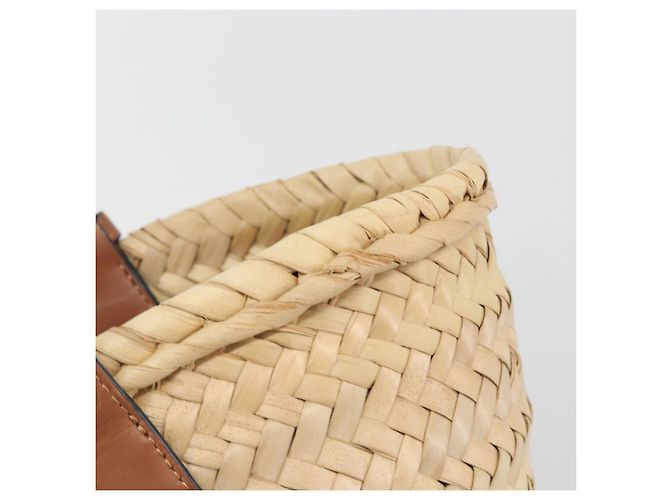 LOEWE Ghibli Soot Sprites Basket Small Bag Raffia Beige Argento Auth BA13934SM - vista 8