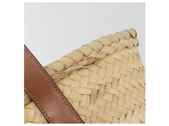LOEWE Ghibli Soot Sprites Basket Small Bag Raffia Beige Argento Auth BA13934SM - vista 9