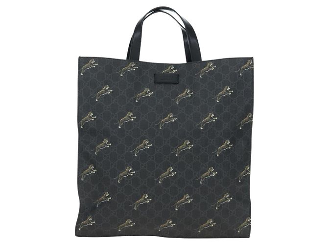 Bolso Tote GUCCI GG Supreme en PVC y cuero negro 495559 Auth ka5117 - vista 13