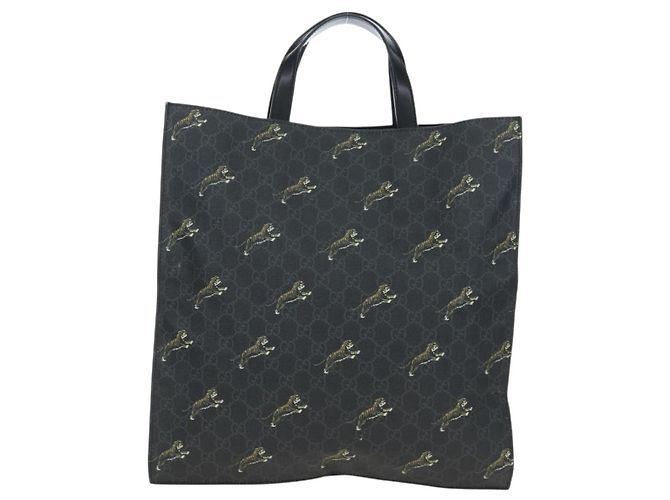 Bolso Tote GUCCI GG Supreme en PVC y cuero negro 495559 Auth ka5117 - vista 2