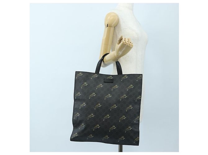 Bolso Tote GUCCI GG Supreme en PVC y cuero negro 495559 Auth ka5117 - vista 25