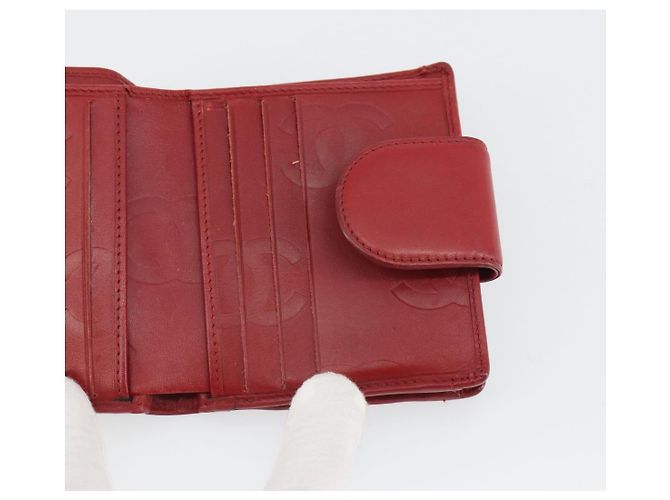 CHANEL Matelassé Long Wallet Lammfell Rot Silber CC Auth bs36032 - Ansicht 18