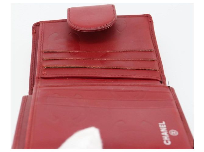 CHANEL Matelassé Long Wallet Lammfell Rot Silber CC Auth bs36032 - Ansicht 20