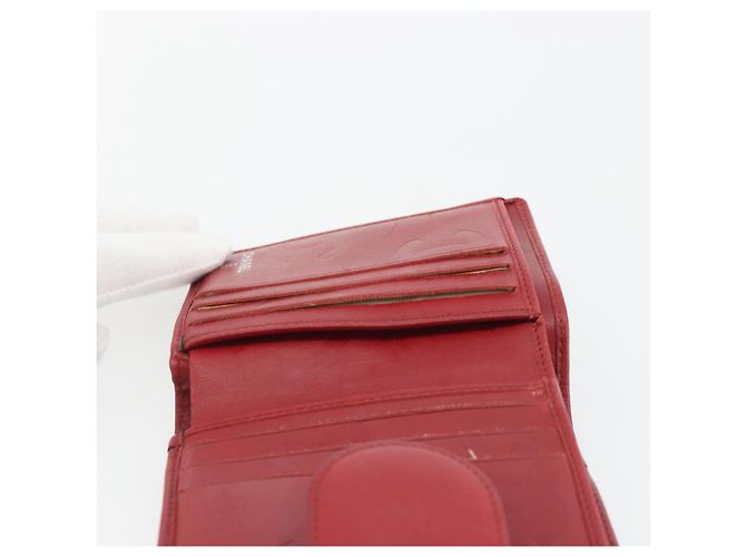 CHANEL Matelassé Long Wallet Lammfell Rot Silber CC Auth bs36032 - Ansicht 22