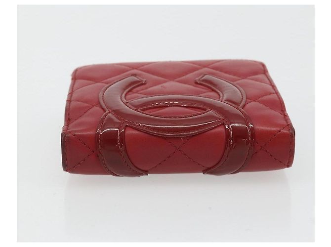 CHANEL Matelassé Long Wallet Lammfell Rot Silber CC Auth bs36032 - Ansicht 4