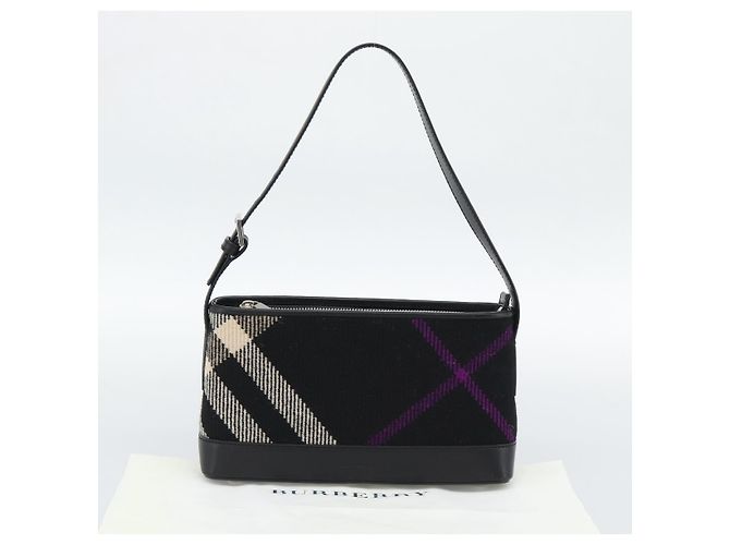 Borsa a tracolla BURBERRY Nova Check in tela nero argento Auth 191335V - vista 12
