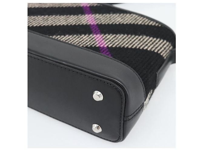 Borsa a tracolla BURBERRY Nova Check in tela nero argento Auth 191335V - vista 16