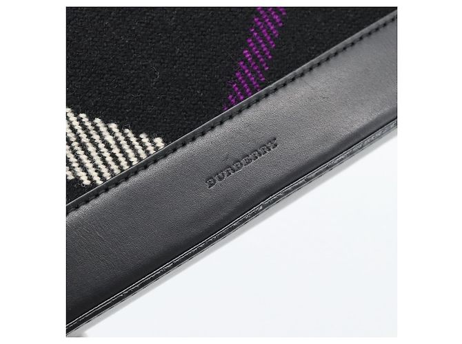 Borsa a tracolla BURBERRY Nova Check in tela nero argento Auth 191335V - vista 18