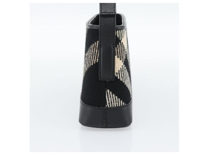 Borsa a tracolla BURBERRY Nova Check in tela nero argento Auth 191335V - vista 3