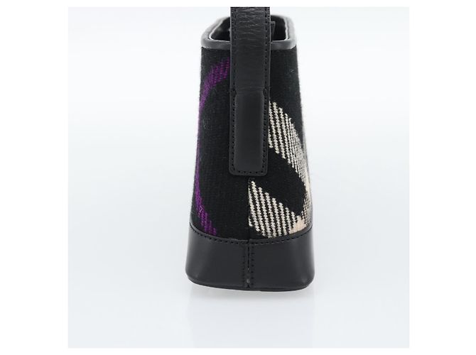 Borsa a tracolla BURBERRY Nova Check in tela nero argento Auth 191335V - vista 4
