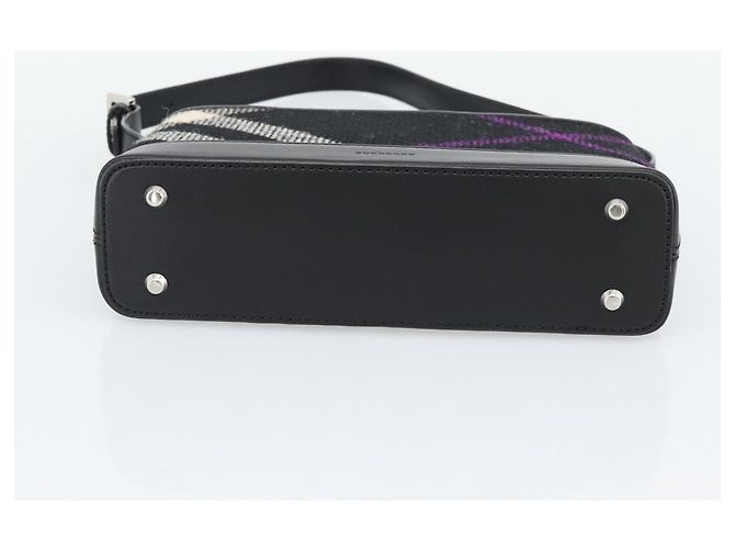 Borsa a tracolla BURBERRY Nova Check in tela nero argento Auth 191335V - vista 5