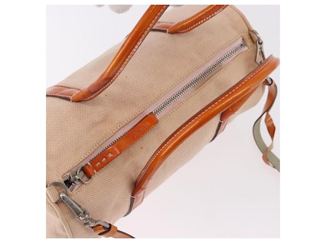 Borsa PRADA Canvas 2way Beige Argento Auth 190718 - vista 6