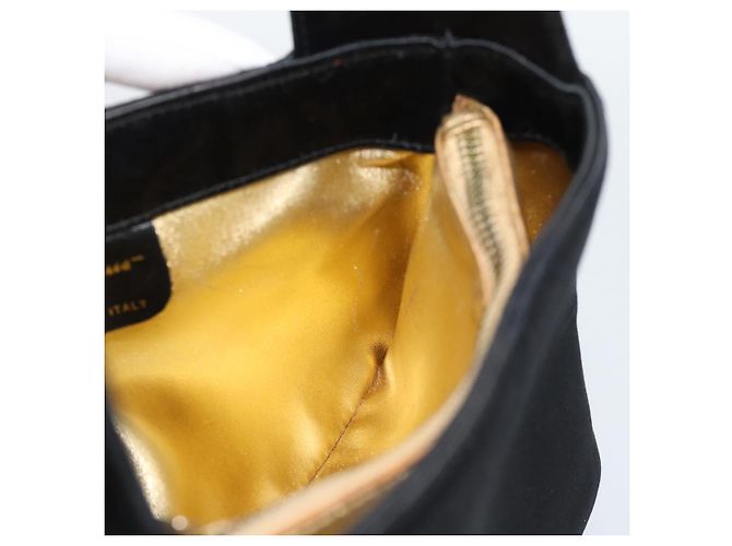 Borsa a mano Salvatore Ferragamo in raso nero e oro Auth 190618 D'oro - vista 18