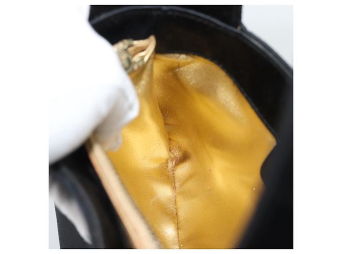 Borsa a mano Salvatore Ferragamo in raso nero e oro Auth 190618 D'oro - vista 19