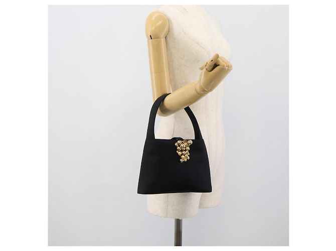Borsa a mano Salvatore Ferragamo in raso nero e oro Auth 190618 D'oro - vista 22