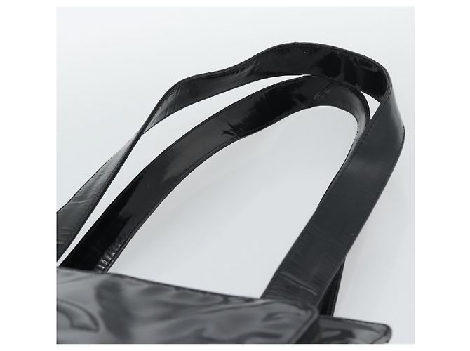 Borsa Tote CHANEL in vernice nera con CC dorato Auth BA14016 Nero D'oro - vista 14