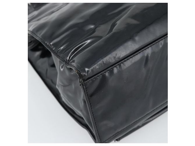 Borsa Tote CHANEL in vernice nera con CC dorato Auth BA14016 Nero D'oro - vista 18
