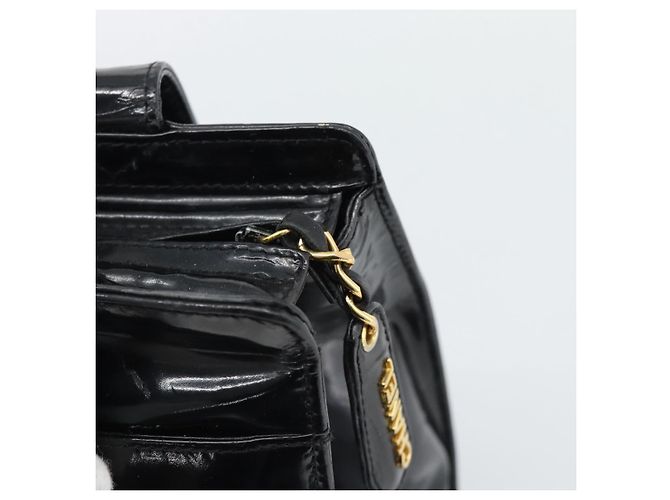 Borsa Tote CHANEL in vernice nera con CC dorato Auth BA14016 Nero D'oro - vista 8