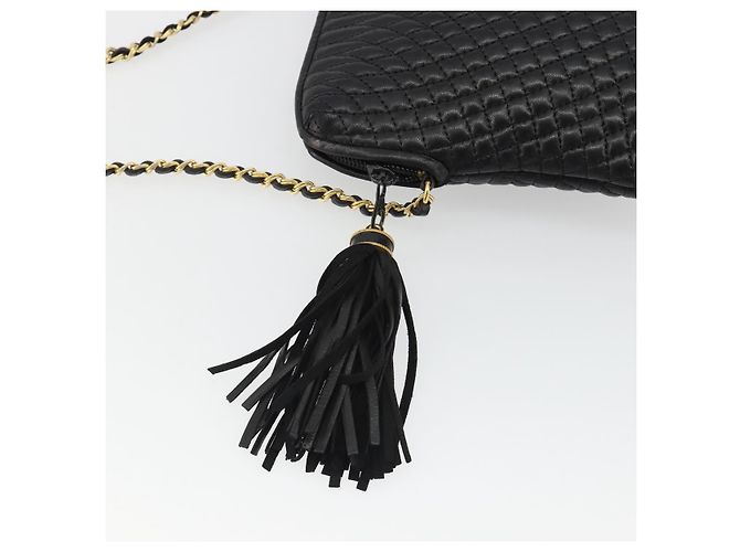 Borsa a Spalla con Catena BALLY in Pelle Nera e Oro Auth BA13963A Nero D'oro - vista 10