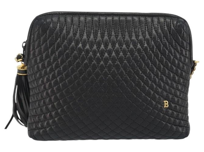 Borsa a Spalla con Catena BALLY in Pelle Nera e Oro Auth BA13963A Nero D'oro - vista 13
