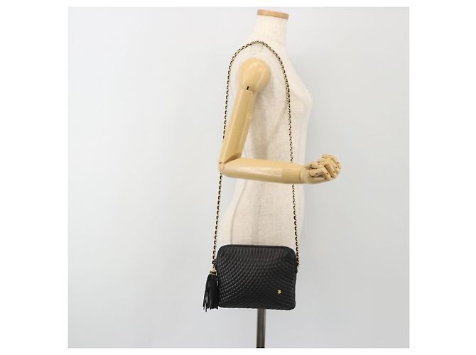 Borsa a Spalla con Catena BALLY in Pelle Nera e Oro Auth BA13963A Nero D'oro - vista 21