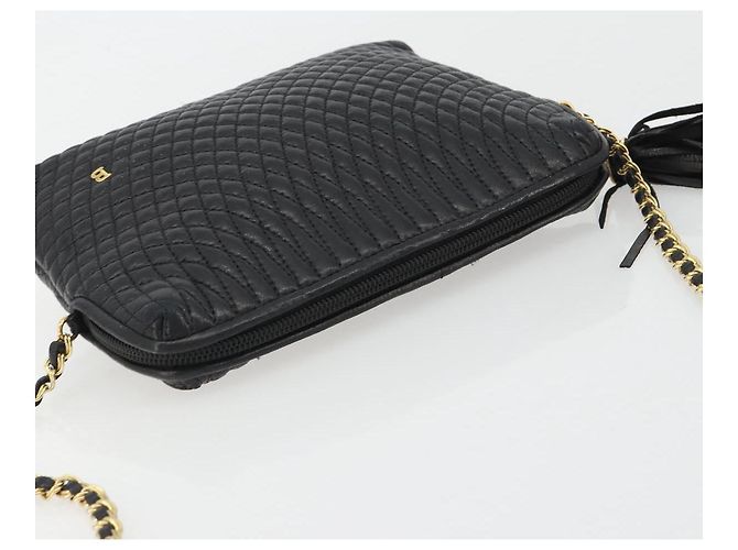 Borsa a Spalla con Catena BALLY in Pelle Nera e Oro Auth BA13963A Nero D'oro - vista 6
