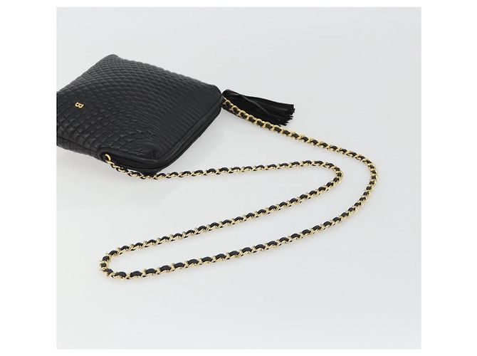 Borsa a Spalla con Catena BALLY in Pelle Nera e Oro Auth BA13963A Nero D'oro - vista 7