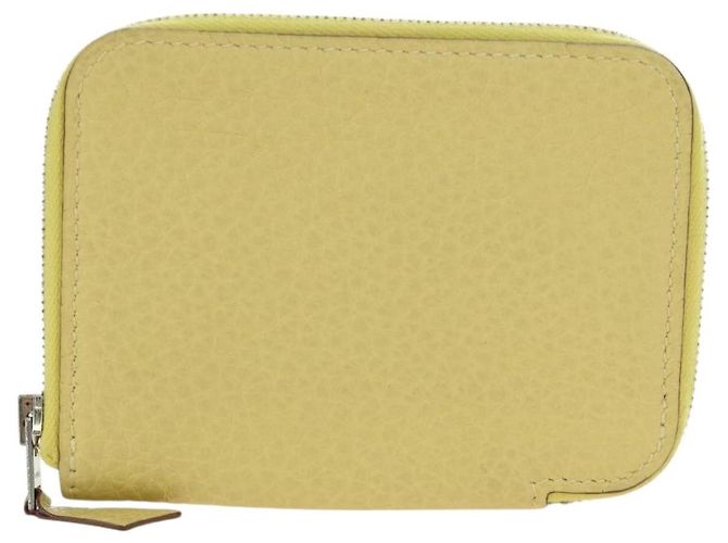 Hermès Portafoglio monete HERMES in pelle Taurillon Clemence Giallo Auth 190522M - vista 13