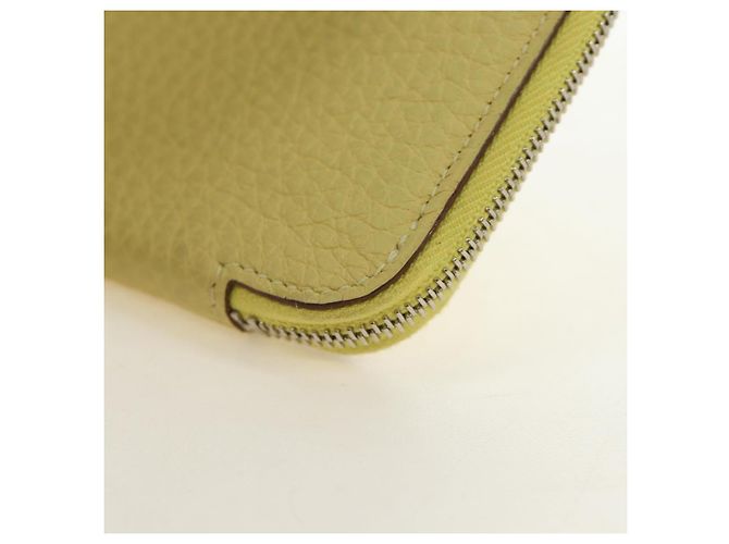 Hermès Portafoglio monete HERMES in pelle Taurillon Clemence Giallo Auth 190522M - vista 14