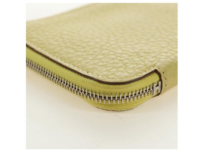Hermès Portafoglio monete HERMES in pelle Taurillon Clemence Giallo Auth 190522M - vista 15