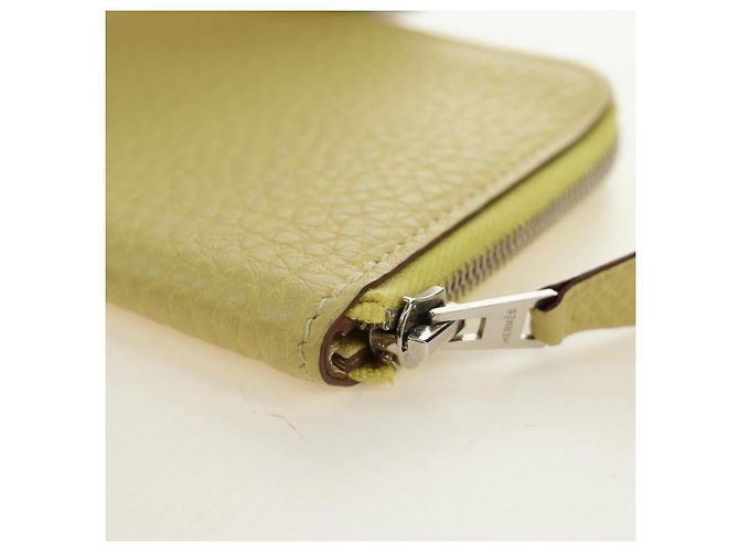 Hermès Portafoglio monete HERMES in pelle Taurillon Clemence Giallo Auth 190522M - vista 16