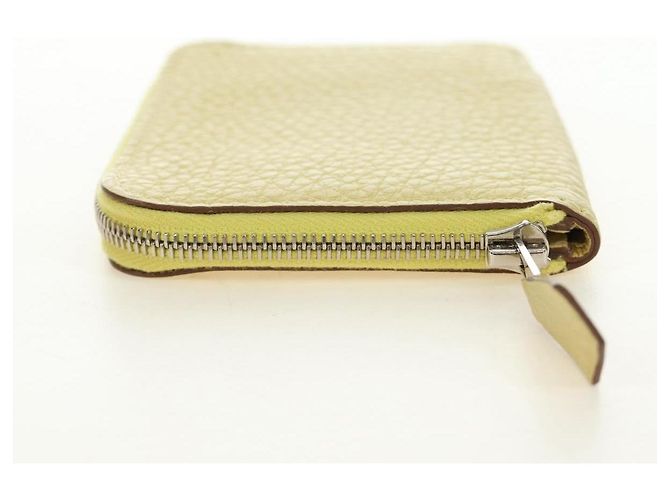 Hermès Portafoglio monete HERMES in pelle Taurillon Clemence Giallo Auth 190522M - vista 3