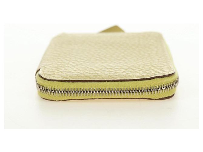 Hermès Portafoglio monete HERMES in pelle Taurillon Clemence Giallo Auth 190522M - vista 4