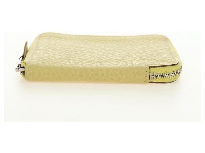 Hermès Portafoglio monete HERMES in pelle Taurillon Clemence Giallo Auth 190522M - vista 6