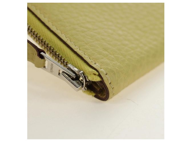 Hermès Portafoglio monete HERMES in pelle Taurillon Clemence Giallo Auth 190522M - vista 7