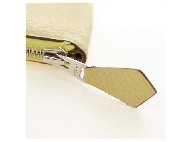 Hermès Portafoglio monete HERMES in pelle Taurillon Clemence Giallo Auth 190522M - vista 8