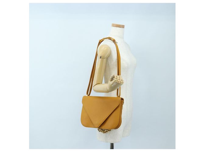 Borsa a Spalla BOTTEGA VENETA Mount Chain in Pelle 2way Orange Gold Auth 190656V - vista 26