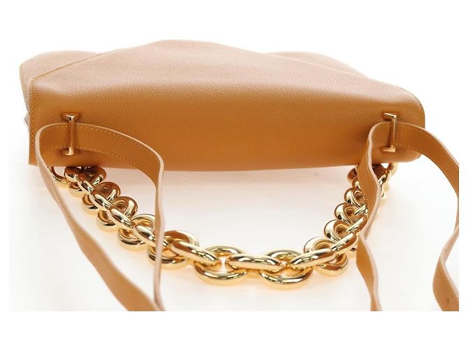 Borsa a Spalla BOTTEGA VENETA Mount Chain in Pelle 2way Orange Gold Auth 190656V - vista 6