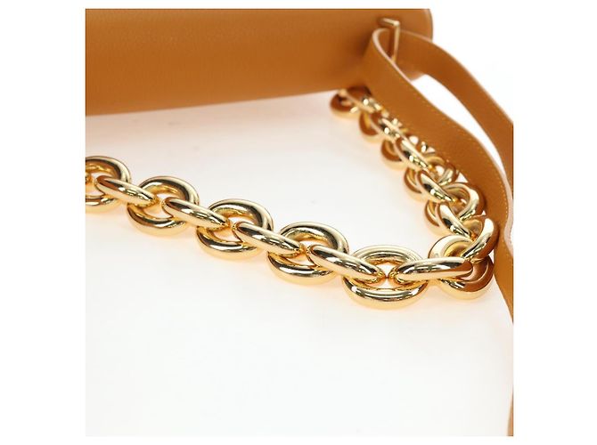 Borsa a Spalla BOTTEGA VENETA Mount Chain in Pelle 2way Orange Gold Auth 190656V - vista 8